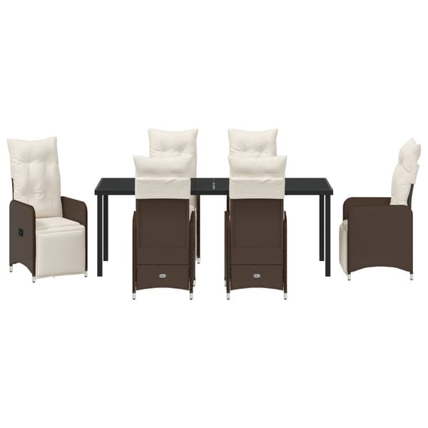 Trädgårdsmöbelset 7 pcs Brun konstrotting