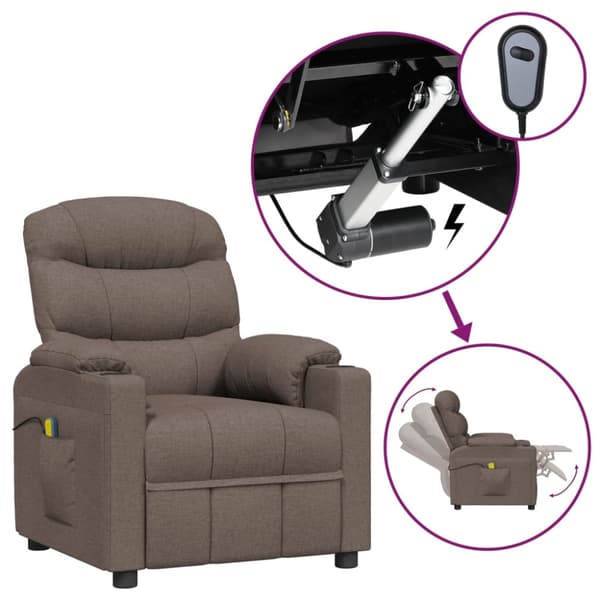 Elektrisk massagefåtölj taupe tyg