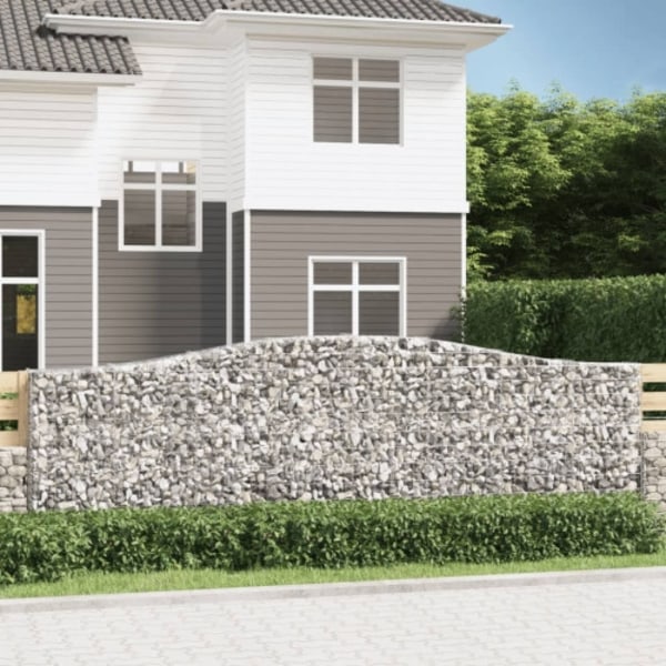 Gabioner bågformade 9 st 400x30x120/140 cm galvaniserat järn