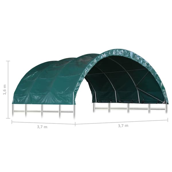 Vindskydd för boskap PVC 3,7x3,7 m grön