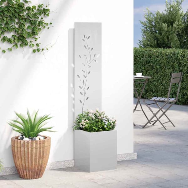 Trädgårds integritetsskärm Blommor Silver 32 x 32 x 150 cm