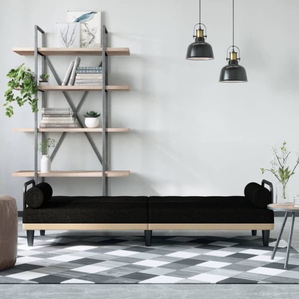 Bäddsoffa med armstöd svart tyg