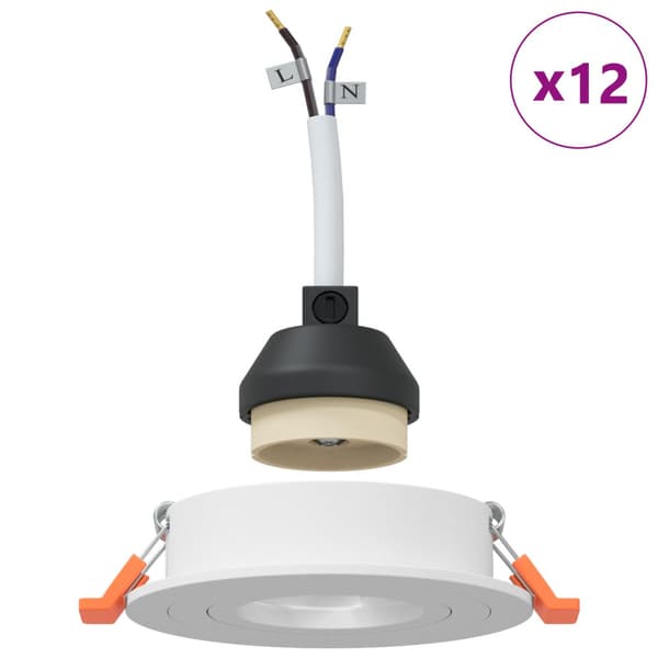 Spotlight 12 pcs Vit 9 x 9 x 2 cm Aluminium