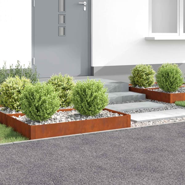 Kant för gräsmatta 4 pcs 100 x 60 x 20 cm Stål Rostig