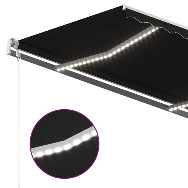 Automatisk markis med vindsensor & LED 450x300 cm antracit