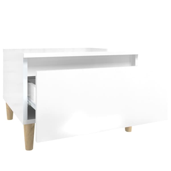 Sidobord vit högglans 50x46x35 cm konstruerat trä