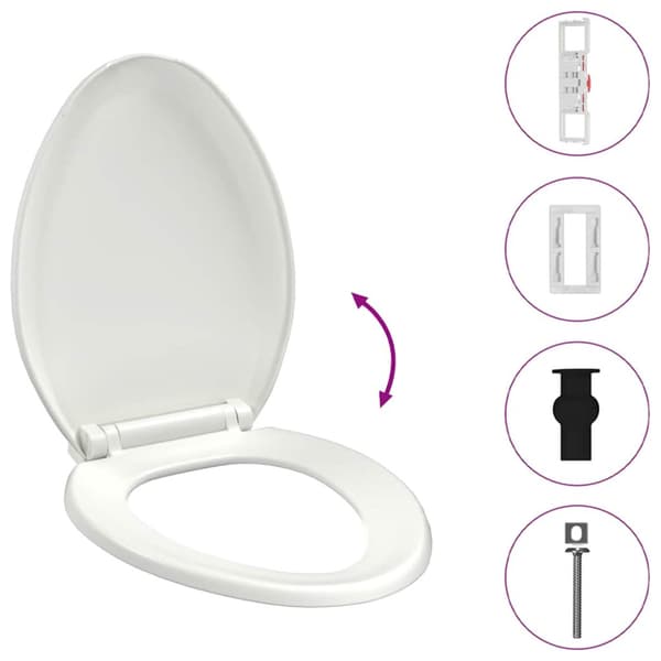 Toalettsits med mjuk stängning och snabbfäste vit