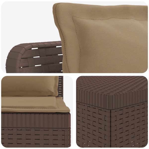 7-sits Soffa med Kuddar Rattanlook PP Brun