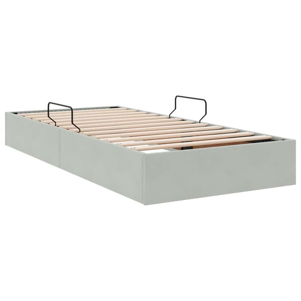 Ottoman Sängram med lagring Ljusgrå 90 x 200 cm Sammet