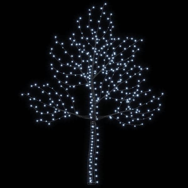 LED-julgran för vägg 210 cm 312 LED-lampor Kallvit Stål Svart