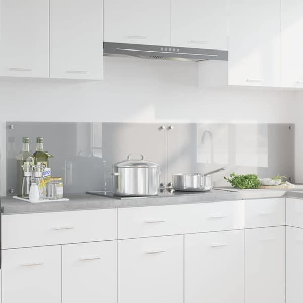 Köksskydd 2 pcs Ljusgrå 100 x 40 cm härdat glas