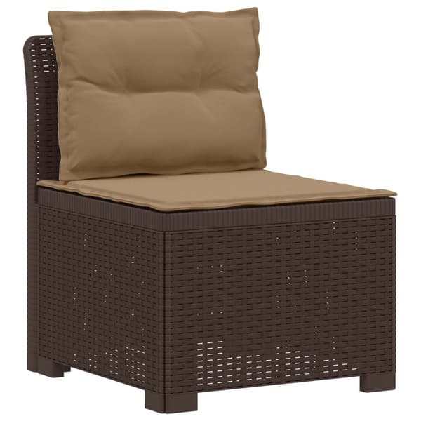 7-sits Soffa med Kuddar Rattanlook PP Brun