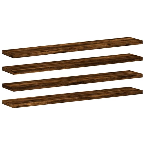 Vägghyllor 4 st rökfärgad ek 60x10x1,5 cm konstruerat trä