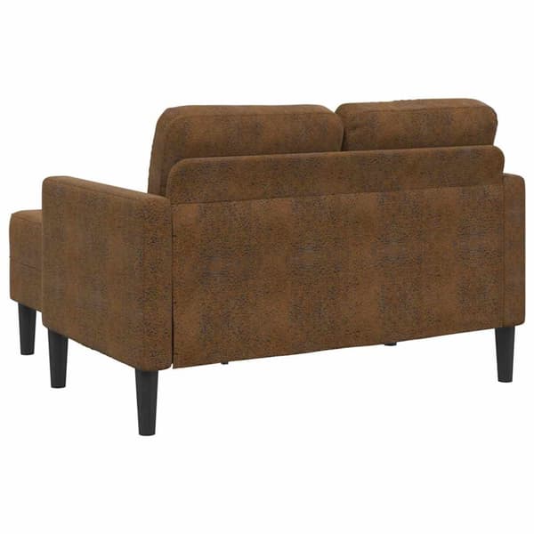 2-sitssoffa med schäslong L-formad brun 125 cm konstläder