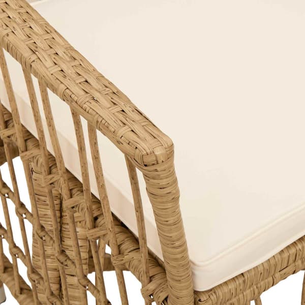 Trädgårdsstolar 4 st Naturlig PE rattan, Stål och Polyester Tyg