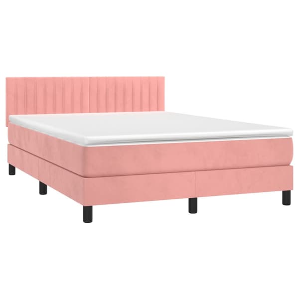 Ramsäng med madrass rosa 140x190 cm sammet