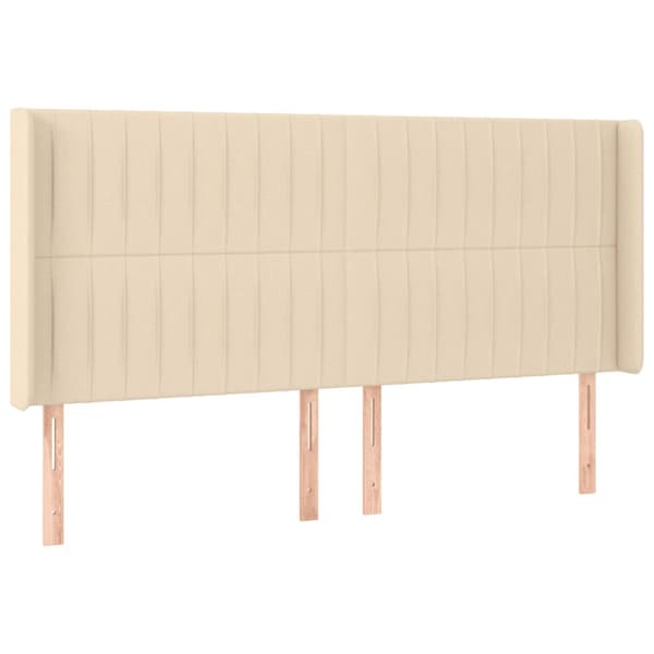 Ramsäng med madrass & LED gräddvit 200x200 cm tyg