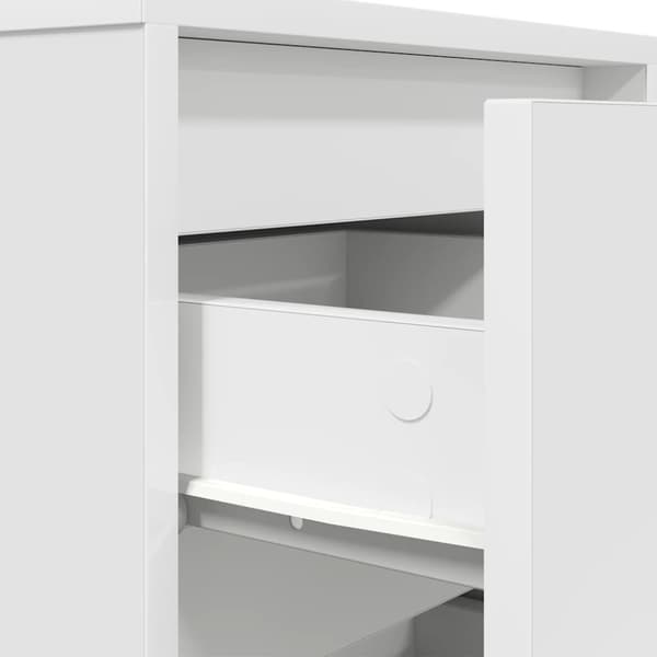 Sängbord med LED-lampor vit 38x34x50 cm
