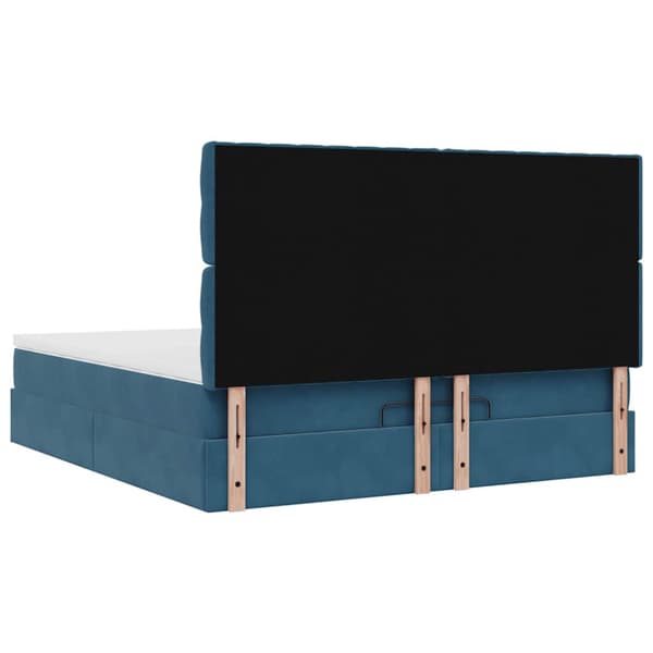Ottoman sängram med madrasser mörkblå 180x200 cm sammet