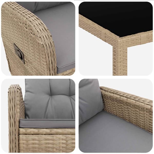 Utomhusmatbord 5 pcs Beige och Ljusgrå 90 x 90 x 75 cm