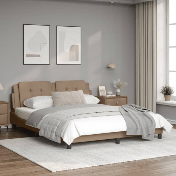Bed Frame with LED without Mattress "Zadar" Cappuccino 160x200 cm