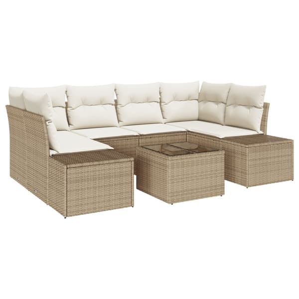 Trädgårdsoffset 7 st Beige konstrotting