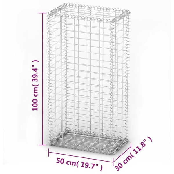 Gabionkorg med lock galvaniserad tråd 100 x 50 x 30 cm