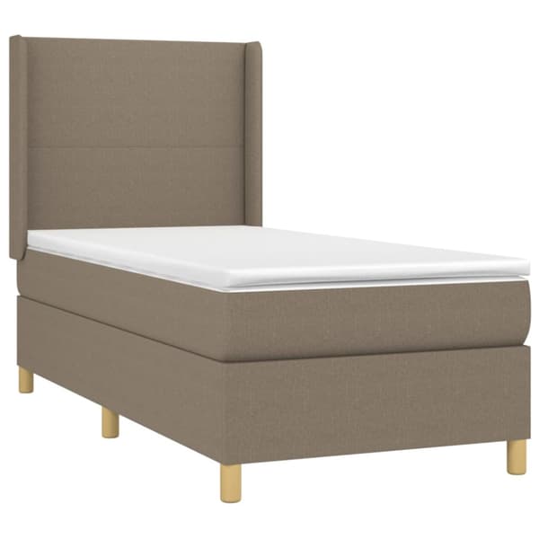 Ramsäng med madrass taupe 100x200 cm tyg