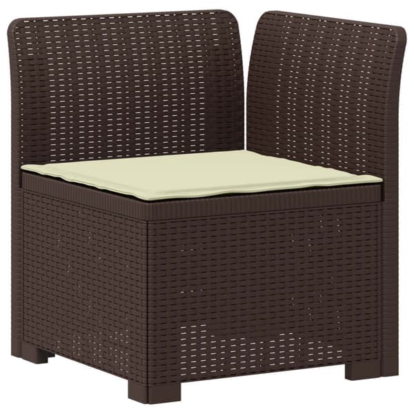 3-sits trädgårdsoffa med kuddar Rattan-look PP Brun