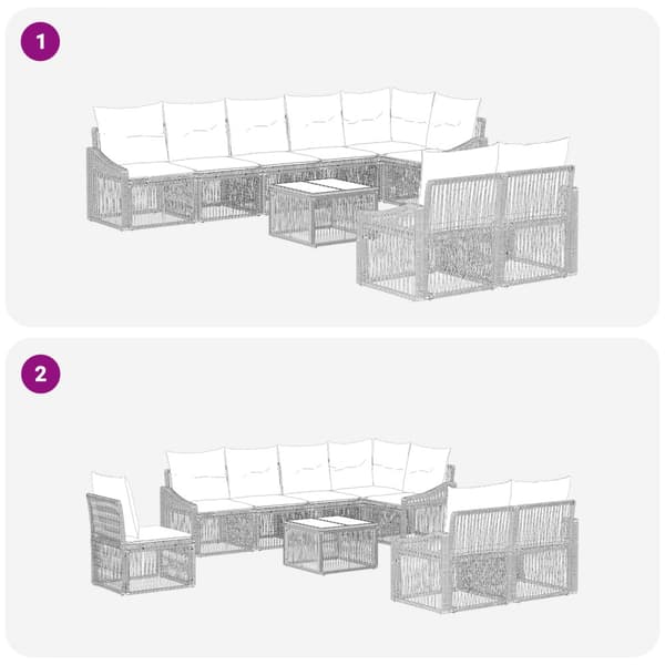 Trädgårdsoffset 9 pcs Svart konstrotting