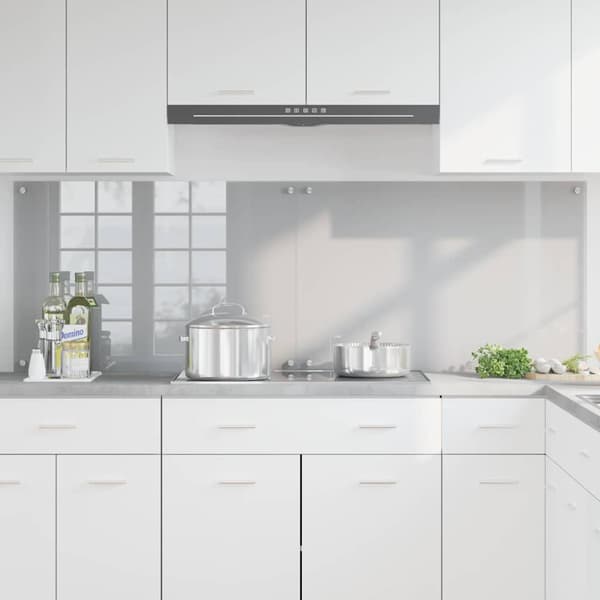Köksskydd 2 pcs Ljusgrå 90 x 60 cm härdat glas