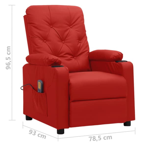 Massagefåtölj vinröd konstläder