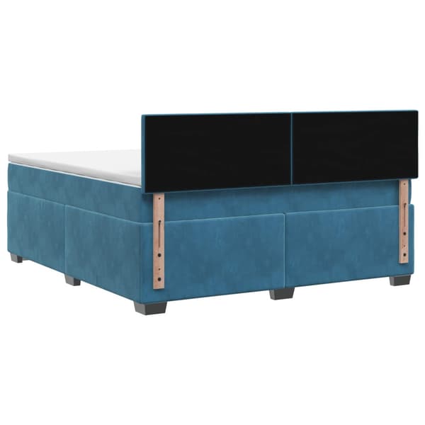 Boxspring säng med madrass och LED Blå 160 x 200 cm Sammet