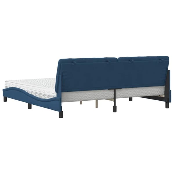 Bed with Mattress Blue 200x200 cm Fabric