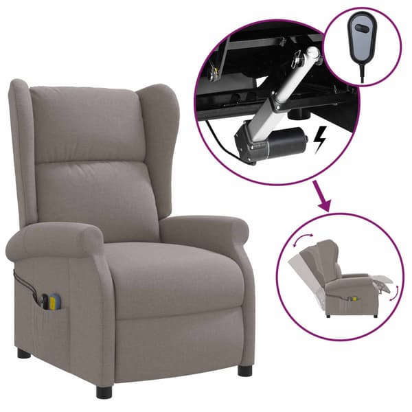 Vingback Elektrisk Massagefåtölj Taupe Tyg