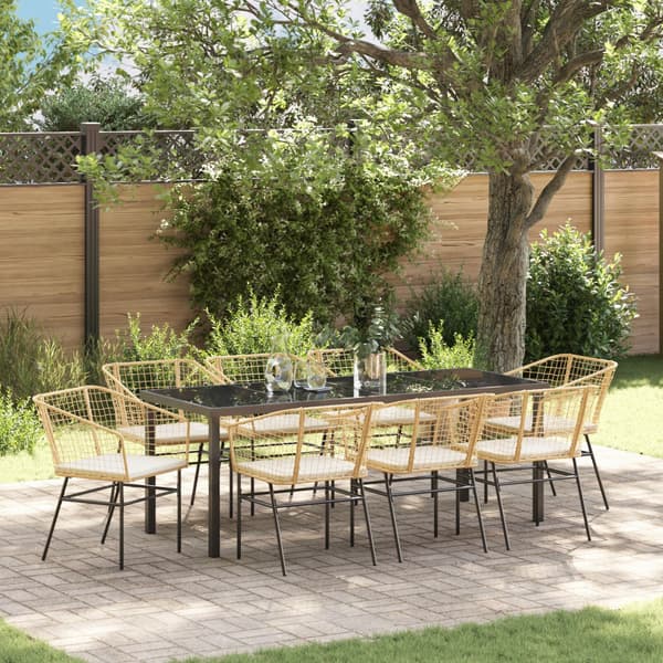 Trädgårdsmöbelset 9 pcs Brun konstrotting