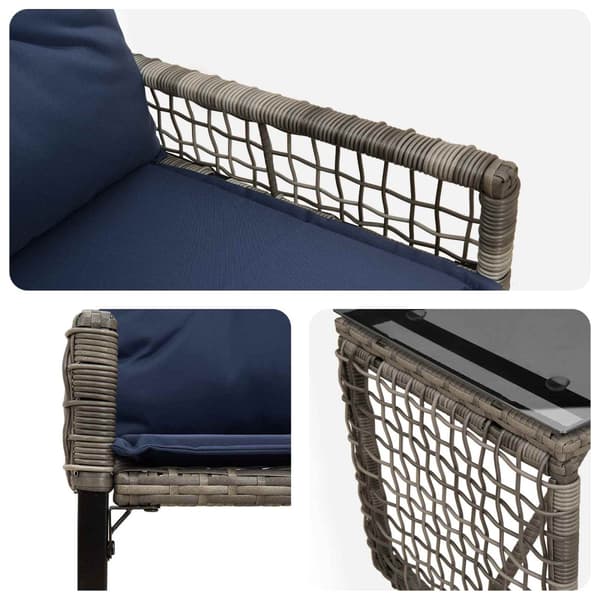 Utemöbelset med kudde 3 pcs Grå och Marinblå