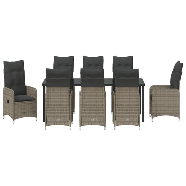 Trädgårdsmöbelset 9 pcs Grå konstrotting