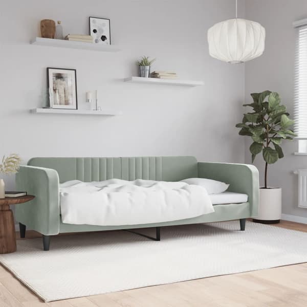 Dagbädd ljusgrå 100x200 cm sammet