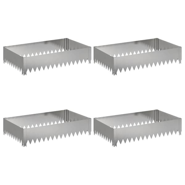 Kant för gräsmatta 4 pcs 100 x 60 x 20 cm Stål Silver