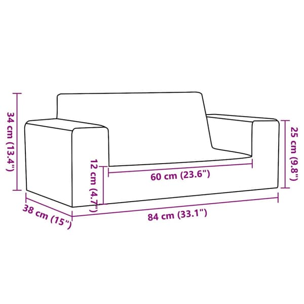 Barnsoffa 2-sits ljusgrå mjuk plysch