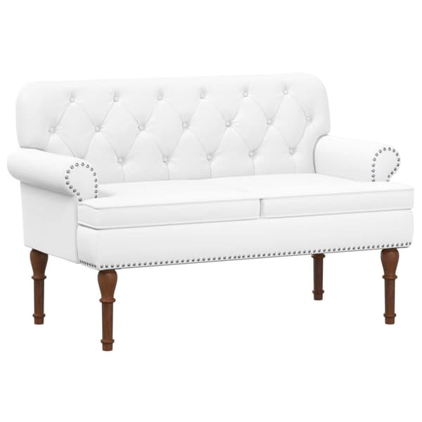 Loveseat med knapprapport Vit 120 x 65 x 77 cm Konstläder