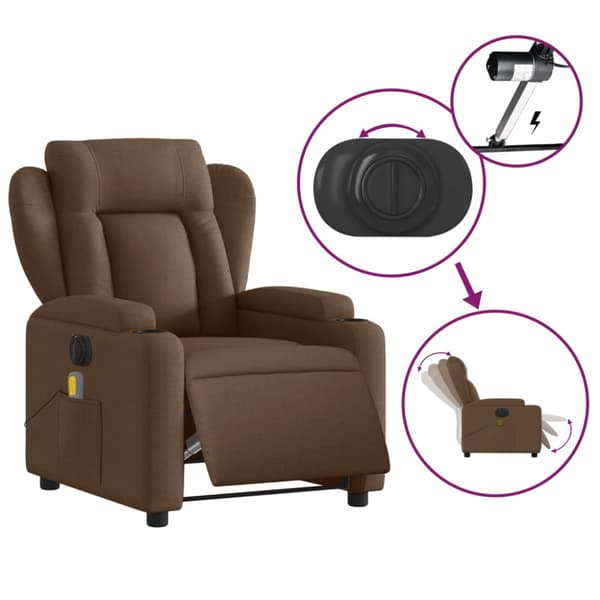 Elektrisk massagefåtölj brun tyg