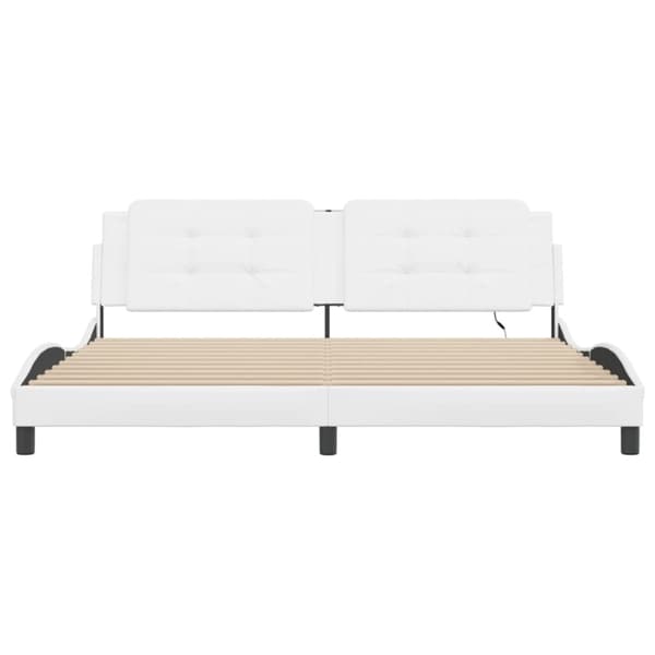 Bed Frame with LED without Mattress "Zadar" White 200x200 cm