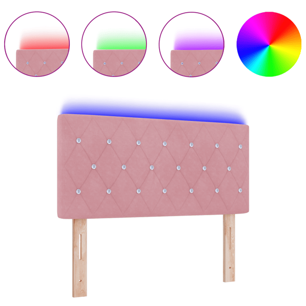 LED huvuddyna med LED-ljusslingor Rosa 90 cm Sammet