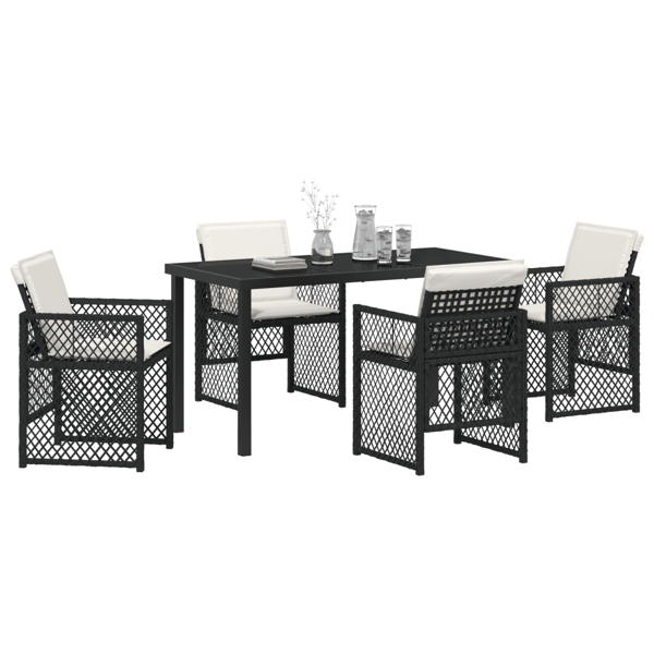 Trädgårdsmöbelset 5 pcs Svart konstrotting