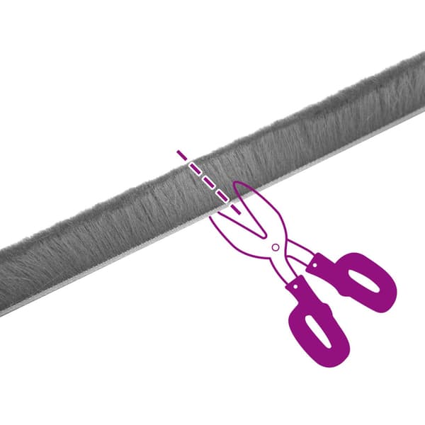 Självhäftande dörrborstlist 10 m PP Grå