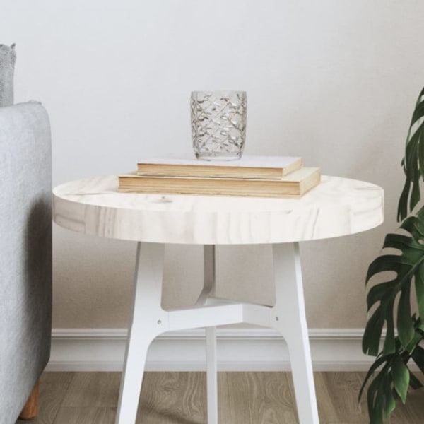 Bordsskiva rund vit Ø40x3 cm massiv furu