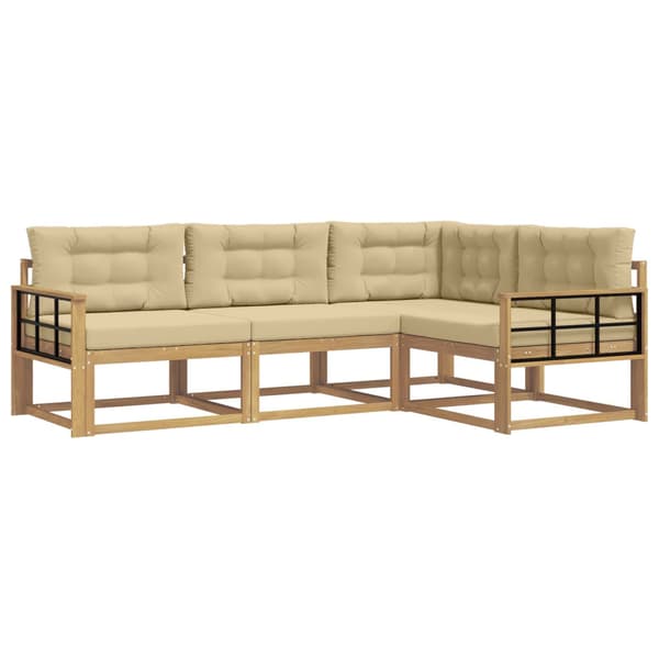 Utomhussoffset med kudde 3 pcs Vit och Beige Polyester