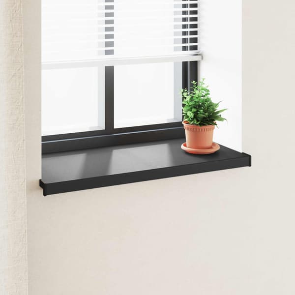 Fönsterbräda Svart med träådring 80 x 45 x 4,5 cm PVC